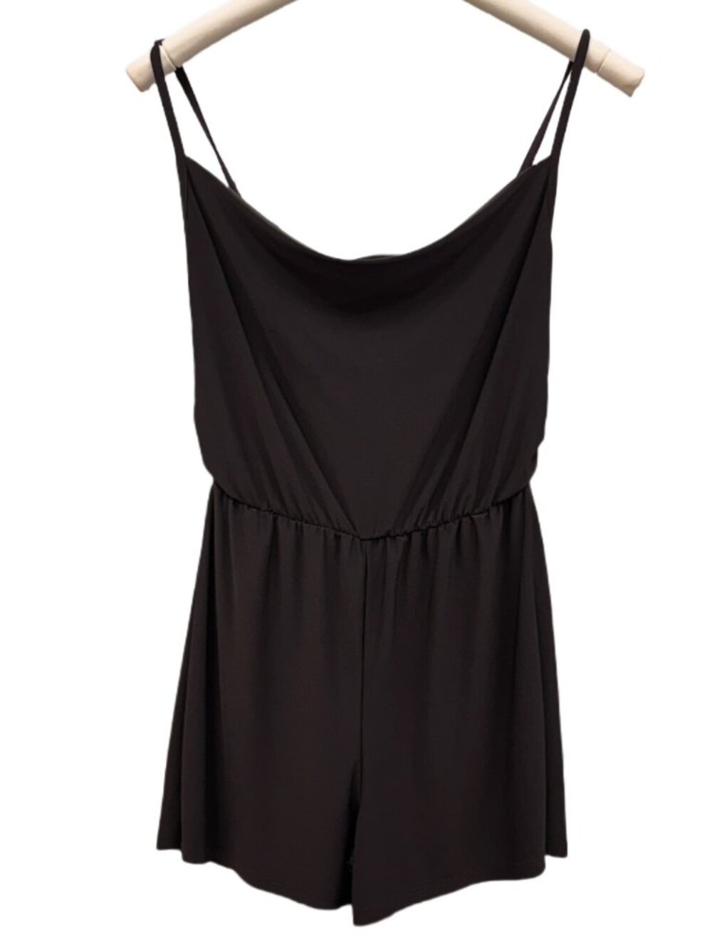 Forever Rose Cowl Neck Brown Romper Breathable Spaghetti Strap One Piece Shorts